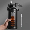 Large Capacity 2L Water Bottle Glass Bottle with Removable Straw, High Borosilicate Glass Water Bottle with Carry Handle for Gym 3
