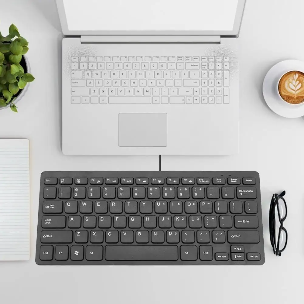 Ultra-Thin Durable Wired Keyboard with Delicate Design - 78-Key Mini USB Slim Keypad