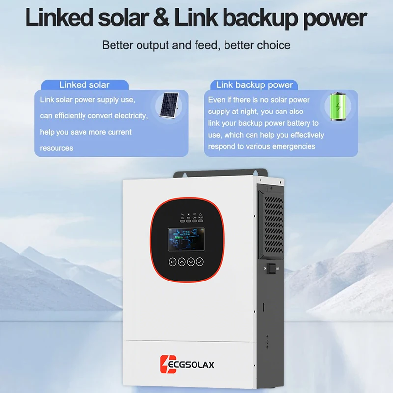ECGSOLAX 1.2KW 3.6KW 하이브리드 태양광 인버터 12V 24V 오프그리드 태양광 하이브리드 인버터 (100A MPPT 충전 컨트롤러 포함, PV 최대 450V)