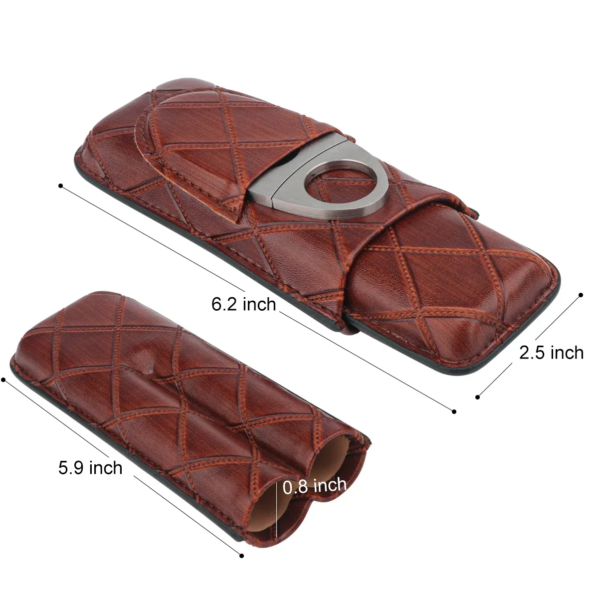 Xifei 2 Slots Leather Cigar Case Set Portable Humidor Box W/ Stainless  Steel Cutter Travel Smoking Cigarette Storage Accessories