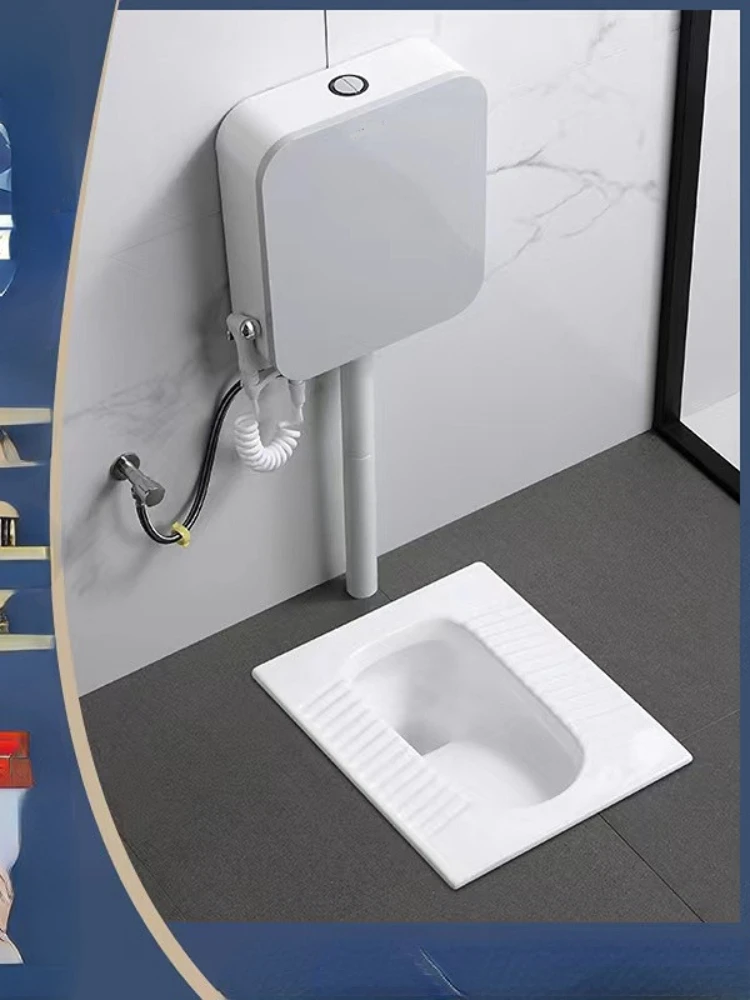 *L SQUAT PAN Toilet Potty Chair Type Water Tank Complete Set Of Household Bedpan Squat 2