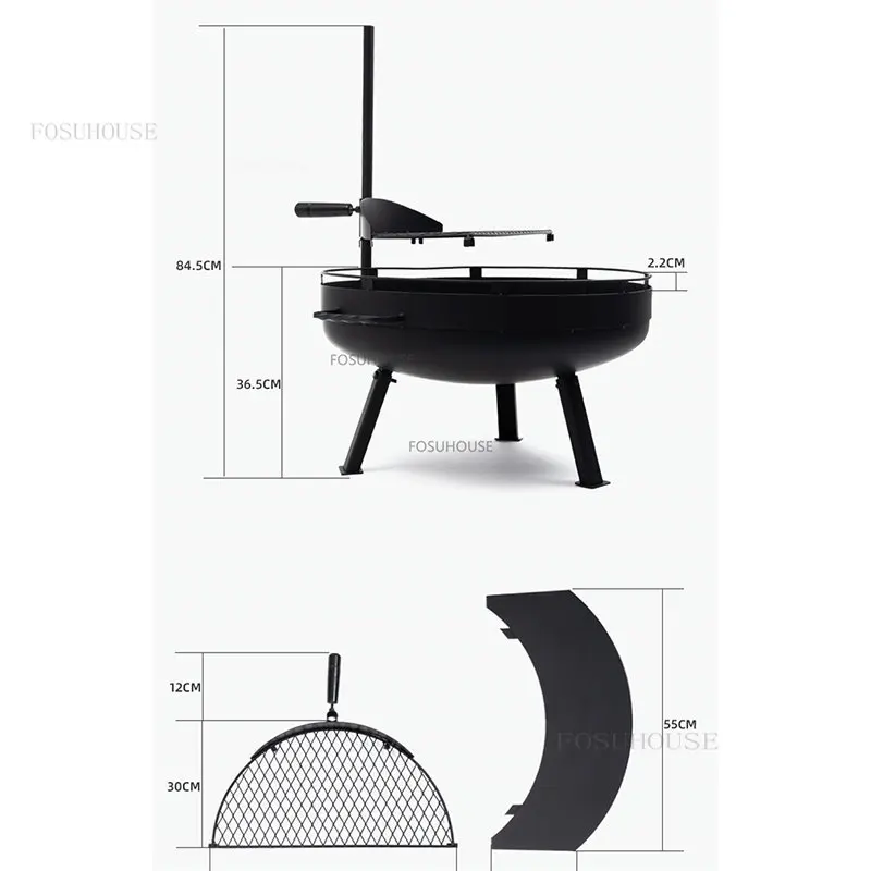 Modern Iron Art Fires Pit For Outdoor Heaters Charcoal Brazier Multifunctional Portable Household Courtyard Barbecue Grill Stove