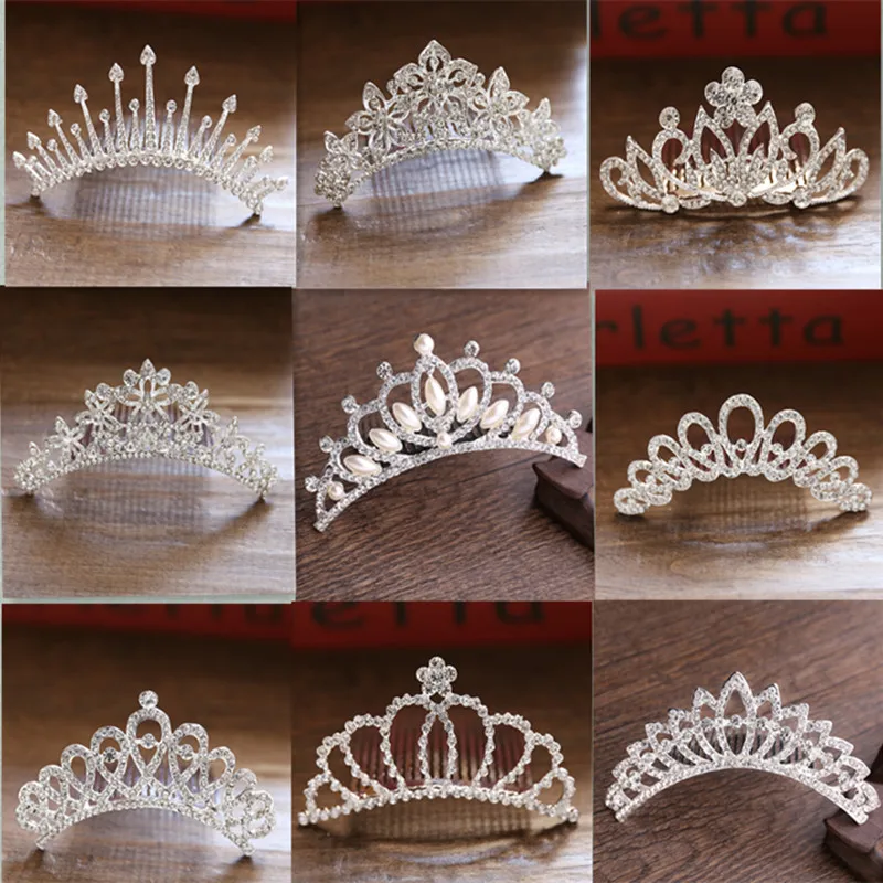 Princess Crown Wedding Hair Accessories Rhinestone Insert Hairpin For Girls Elegant Silver Color Prom Tiaras Bridal Hair Jewelry hair accessory jewelry accessories bridal headwear hair band crown