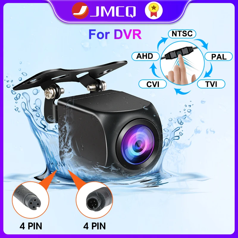 

JMCQ 1080P Rear View Camera Fisheye Lens For DVR Dash Cam Night Vision Reverse Camera 4 Pin Button Control AHD NTSC PAL TVI CVI