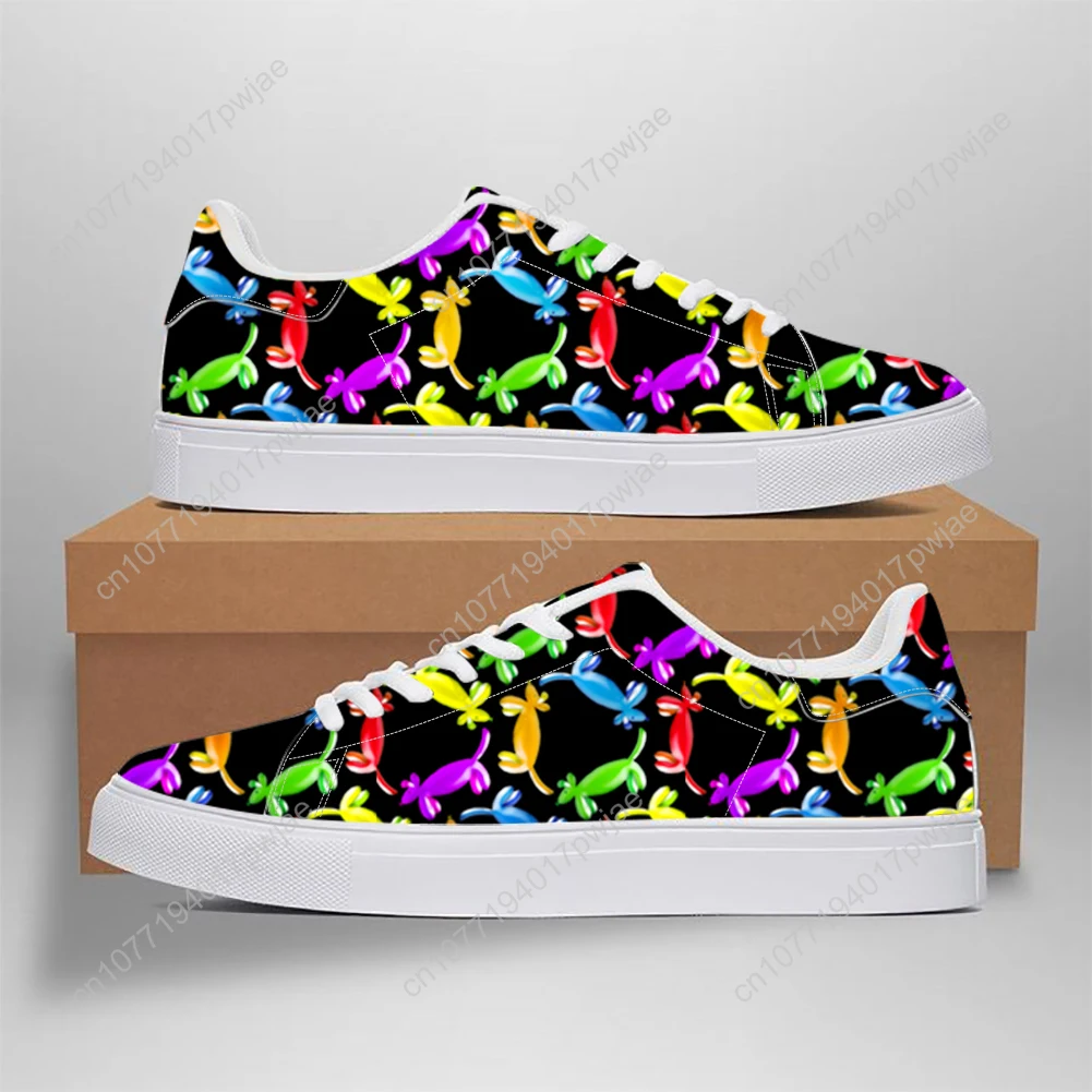 New Mens Sneakers White Black Style Tennis Women Casual Balloon Dogs Print Gym Sports Ankle Vulcanized Shoes