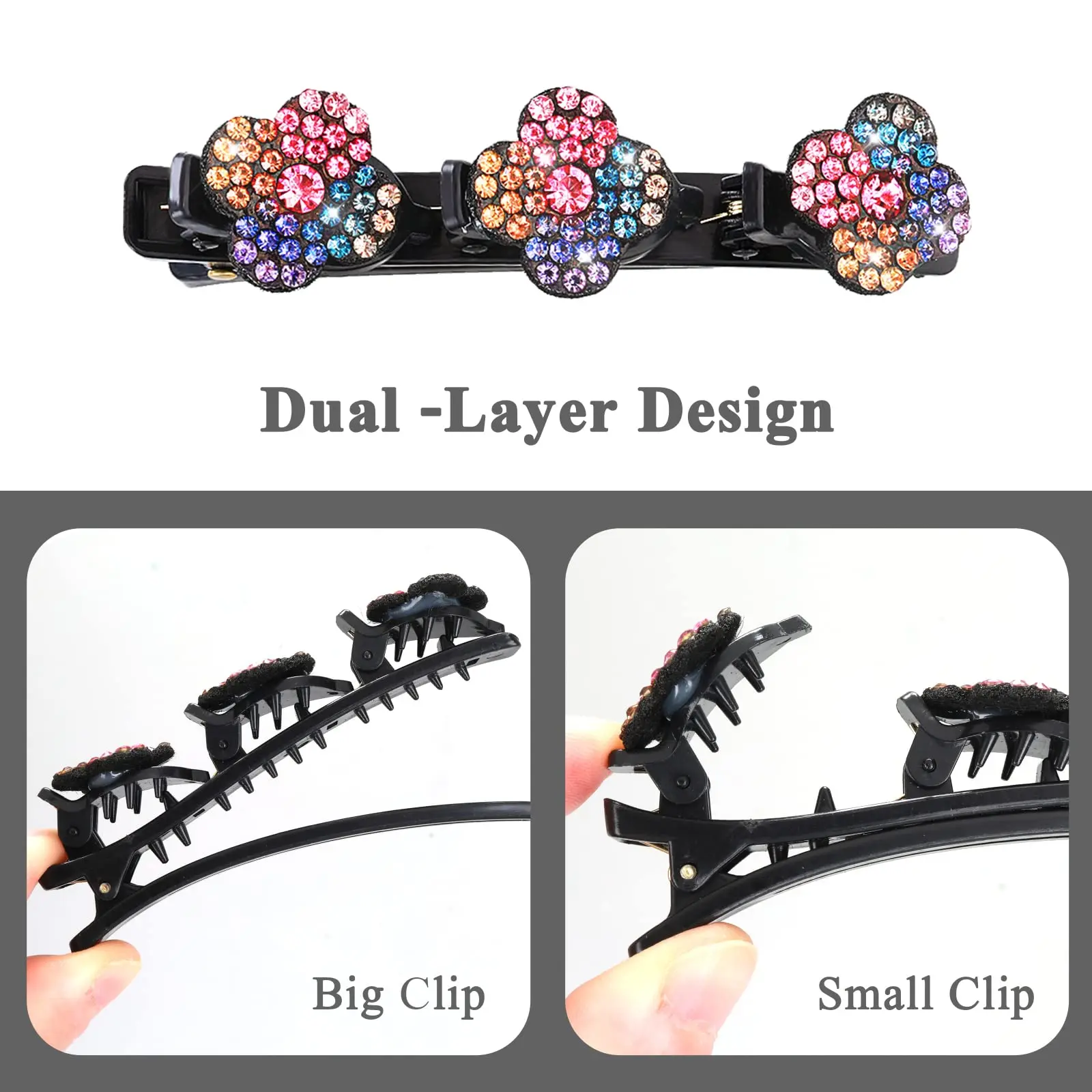 Sparkling Crystal Stone Braided Hair Clips for Women,Rsvelte