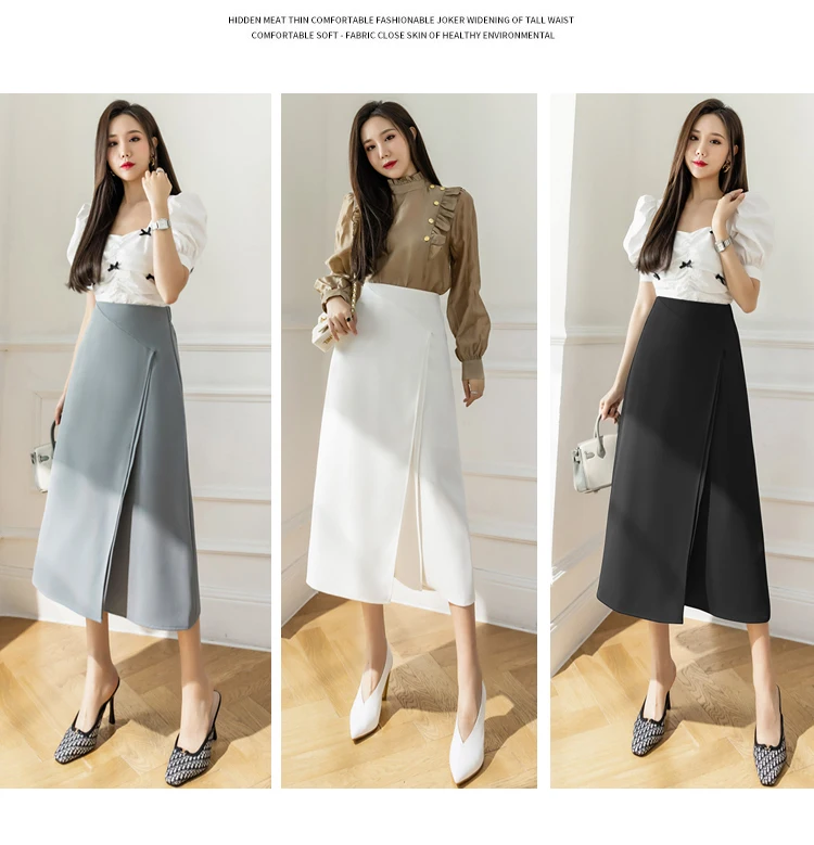 nike tennis skirt High Waist Irregular A-Line Skirt Women Spring Summer 2022 New Slim Black White Office Umbrella Skirt Female crop top and skirt