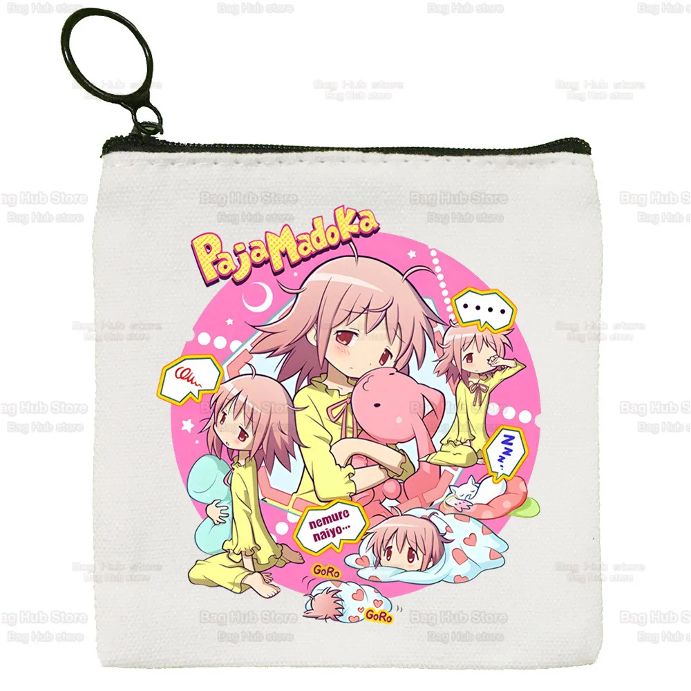 

Puella Magi Madoka Magical Canvas Card Kaname Madoka Coin Purse Cute Anime Magi Akemi Mami Coin Mini Sakura Kyouko Zipper Bag