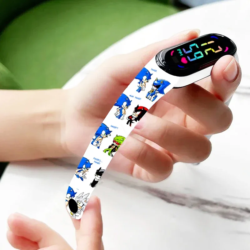 Disney Stitch Sonic Digital Watches Anime Figures LED Luminous Watch Touch Waterproof Electronic Sports Watch Kids Birthday Gift