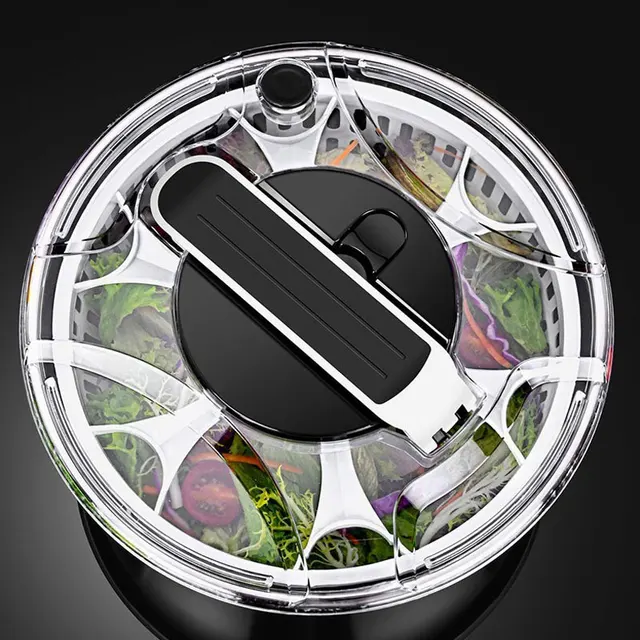 Salad Spinner Stainless Steel Manual Press Type Vegetable Spinner Multifunctional Home Vegetable Fruit Washer Drain Strainer 2