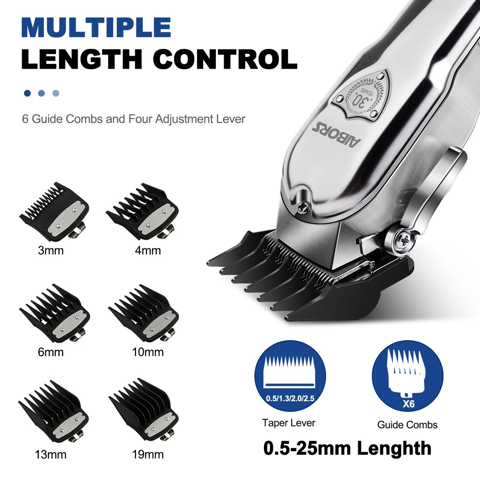 Pet Hair Trimmer AIBORS Hair Cutting Clipper for Dog Grooming Kit Machine Cat Pet Accessories for Puppy Men Beauty Rechargeable Trimmer
