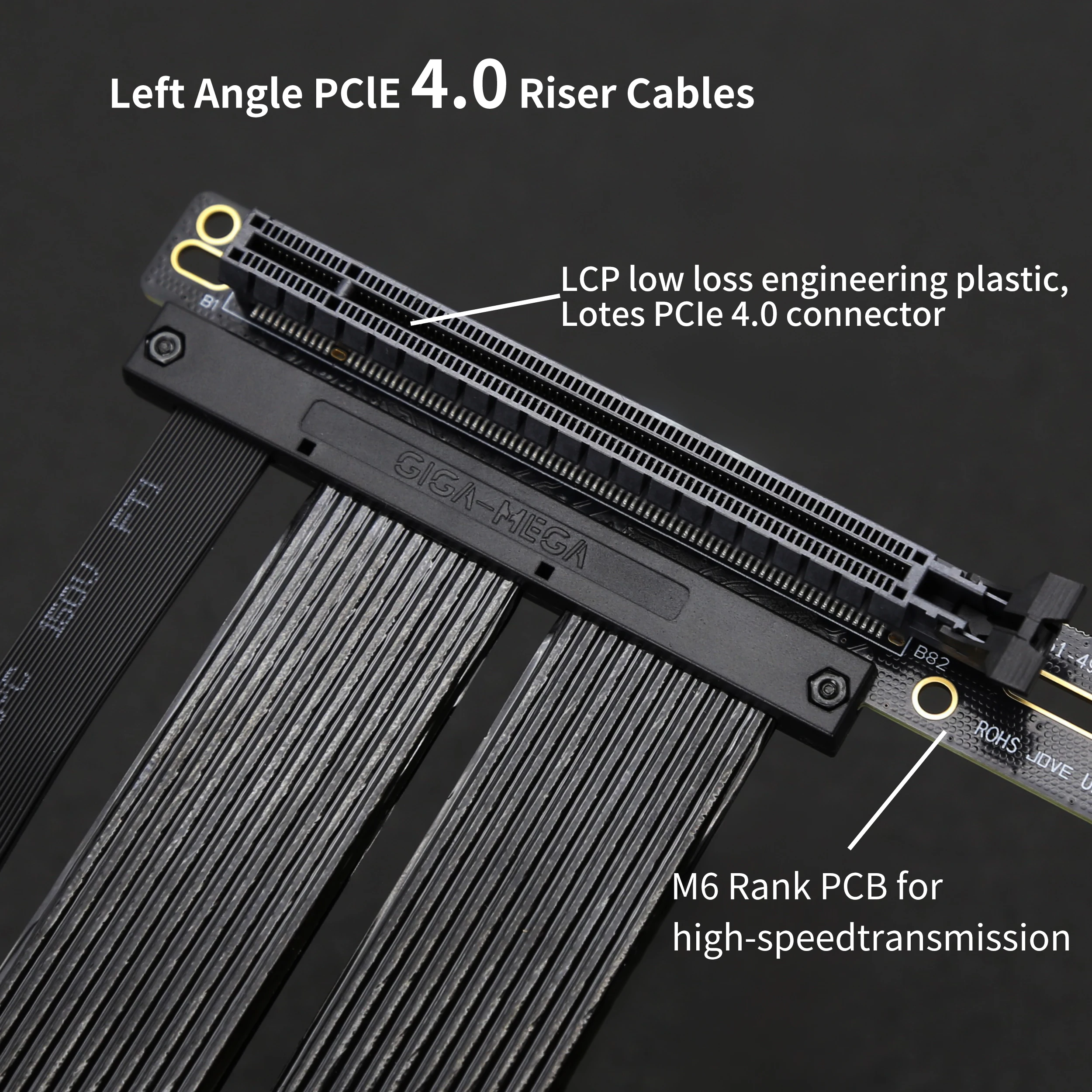 Left Angle PClE 4.0 Riser cable GPU vertical mount bracket PCI-E X16 Low loss high compatibility support ATX E-ATX case pcie riser cable