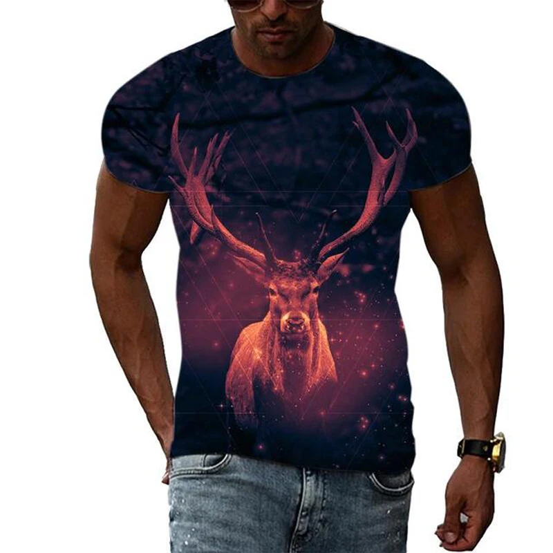 

Milu Deer Summer Harajuku Design Fashion Men T shirt Hot Summer 3D All Over Printed Tee Tops shirts Unisex T shirt