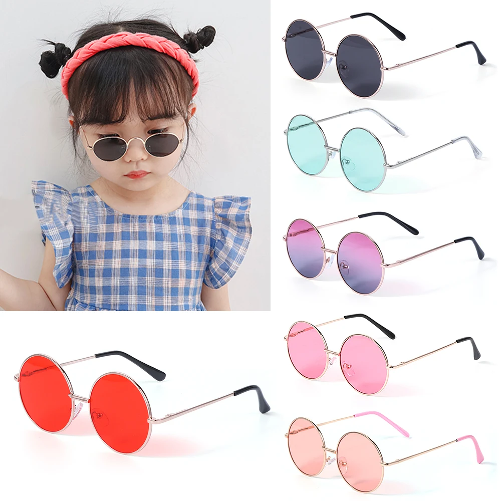 Kinder süße Candy Farbe Sonnenbrille Jungen Mädchen Retro Runde Rahmen Sonnenbrille UV 400 wilden britischen Stil Kinder Brillen_voghion.com