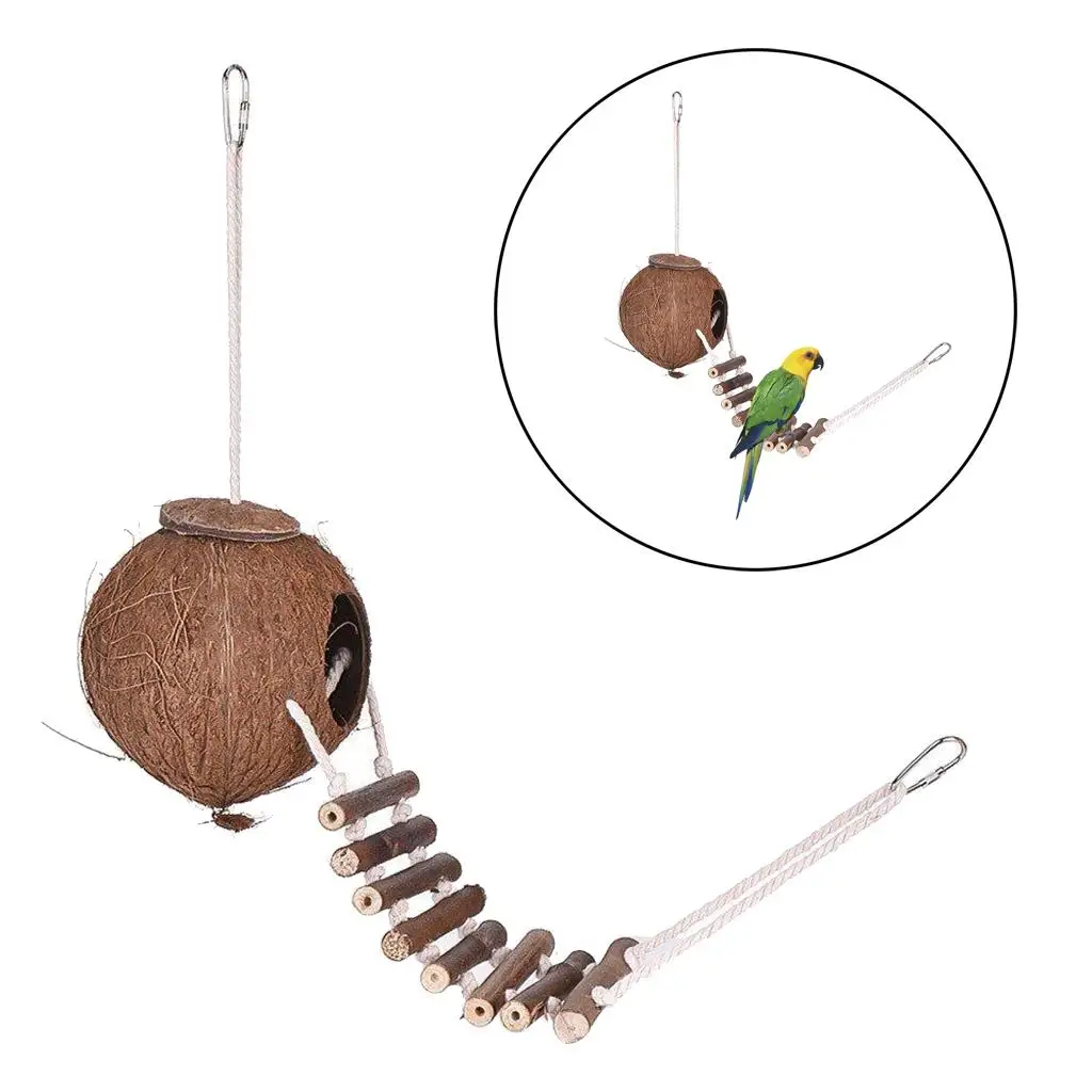Hanging Bird House Cage Toy For Pet Bird Natural Coconut Fiber For Bird Nest Breeding Nesting Box