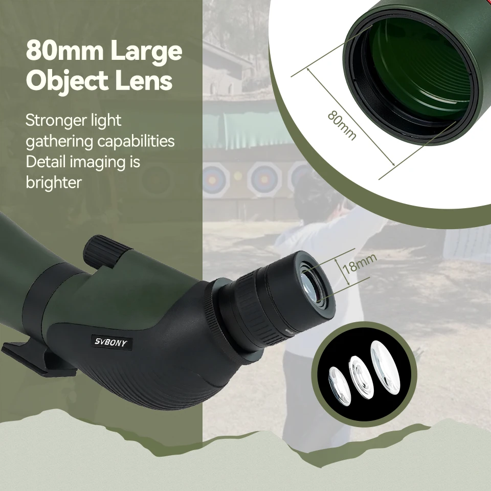 SVBONY SA412 Spotting Scope 20-60X80mm HD FMC 1.25" With Mobile Phone Bracket & Bluetooth Shutter For Middle-range Shooting telescope binoculars spotting scope optics equipment