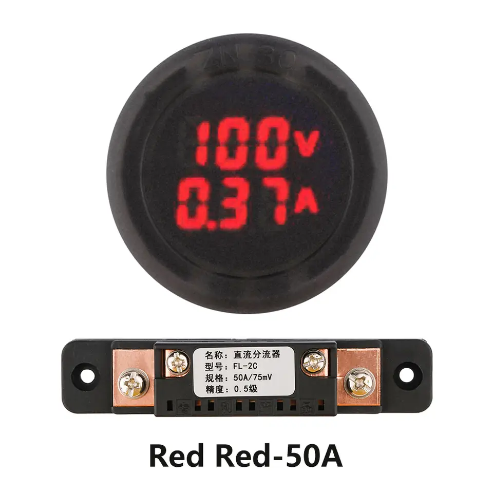 DC100V 1A 10A 50A 100A Digital Voltmeter Ammeter Circular Voltmeter Car Voltage Current Meter Volt Detector Tester Monitor Panel image 9