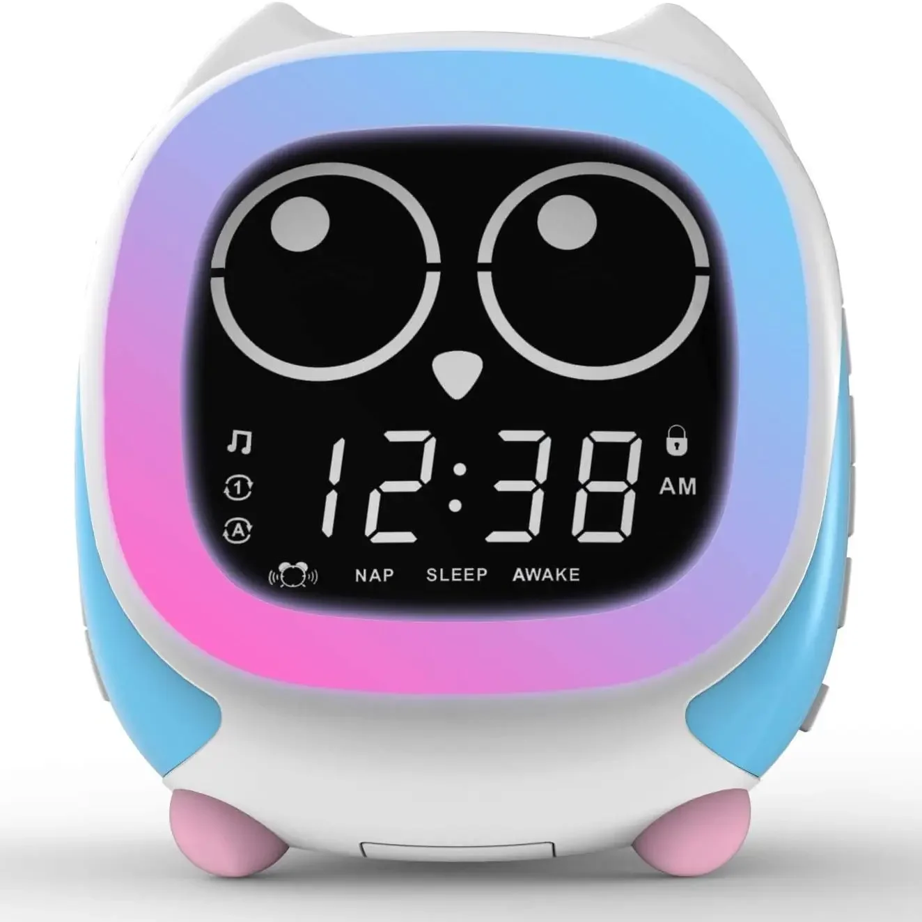 Addo Kids Alarm Clock: Sunrise/Sunset Lamp, Sleep Trainer, Bluetooth Music, White Noise, Owl Design, Model iTOMA CKS912