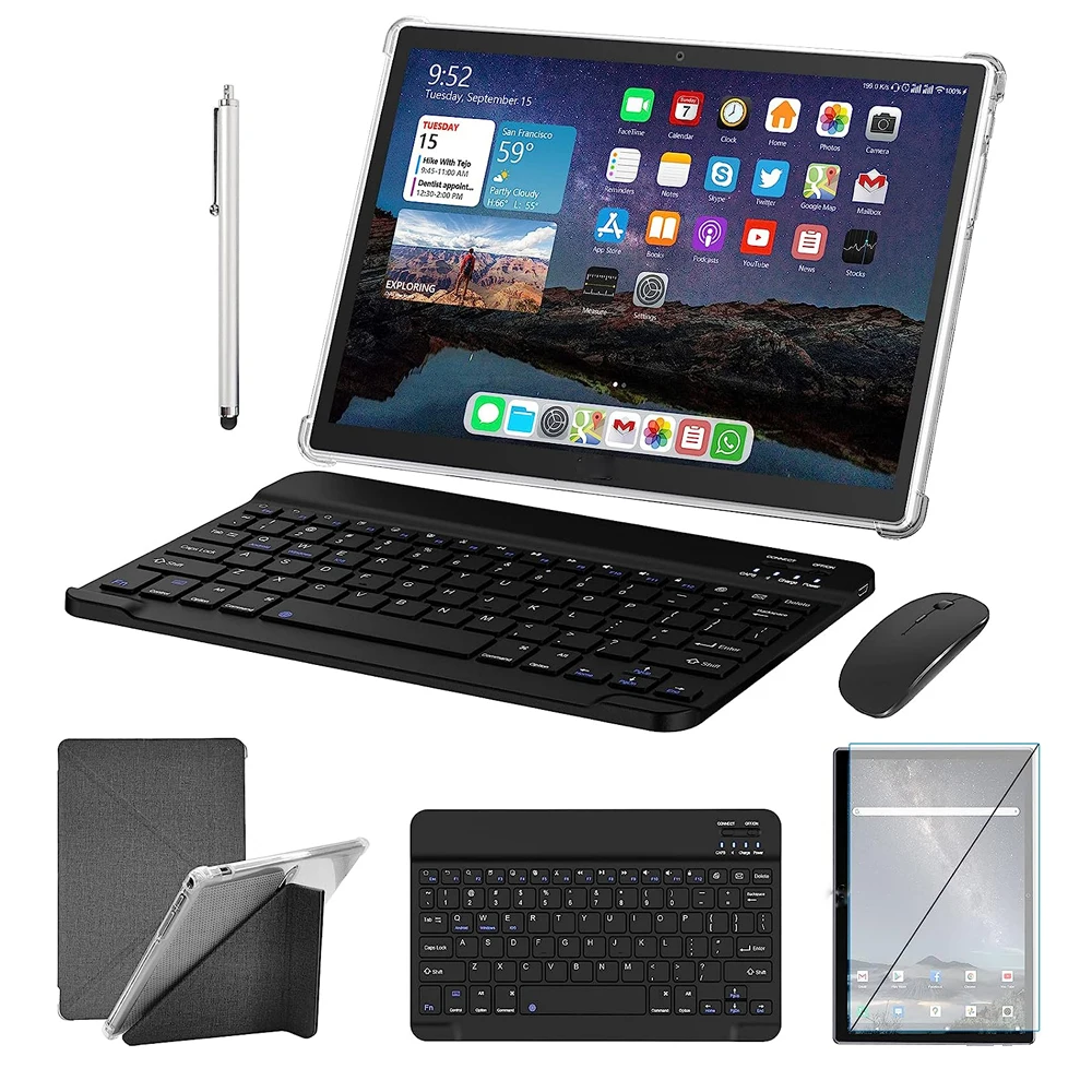 

ATOUCH 10.1 Inch Android 12.0 Tablet HD Screen Dual SIM Card Dual Standby 6GB RAM 256GB ROM Tablet PC With Keyboard X19 Pro