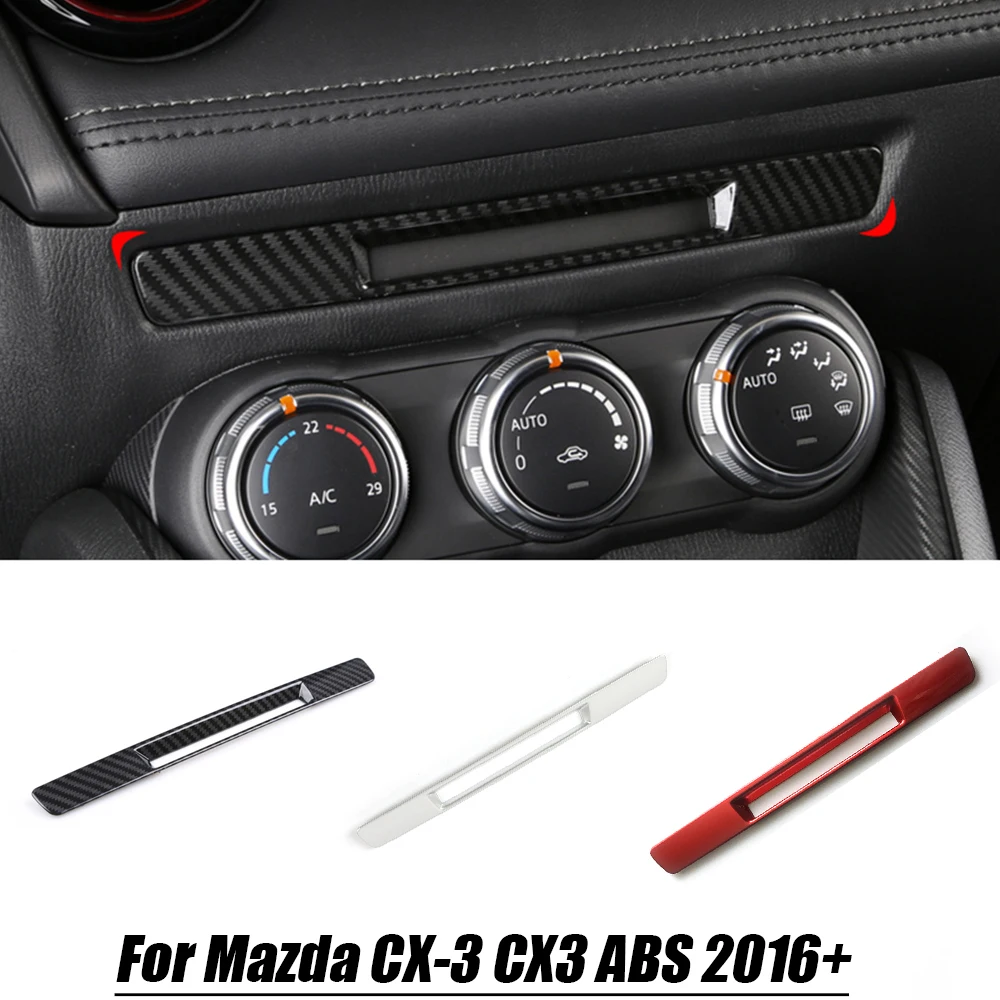 

For Mazda CX-3 Car Styling 2015 2016 2017 2018 Interior ABS Carbon red matte Middle Console Air Vent Frame Cover Accessories