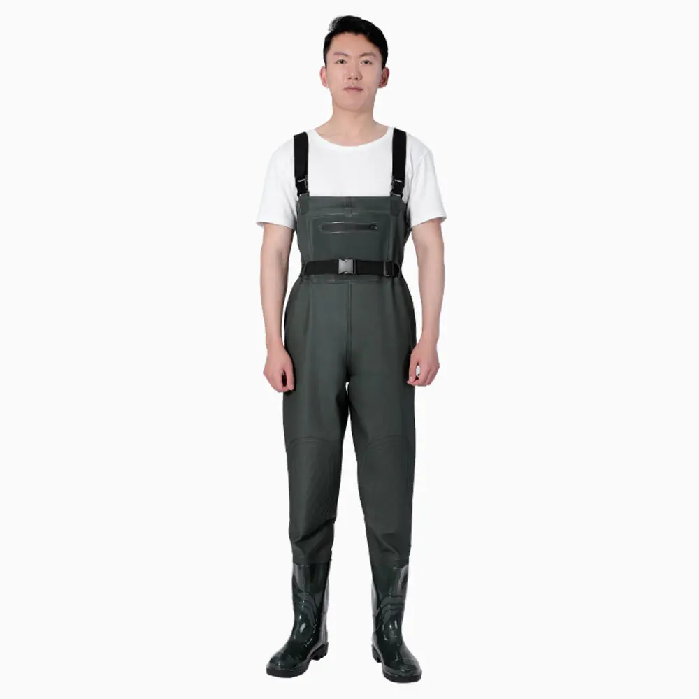 Fashion Adjustable Fishing Waders-Waterproof Fishing Pants with Bootfoot Shoes Outdoors Man Water Accessories,Green