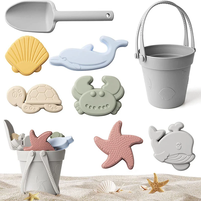 Summer Beach Bucket Toy Water and Sand Playing Toys Soft Silicon Sand Set Beach Game Parent-Children Interactive Tools 4-6 Years 3