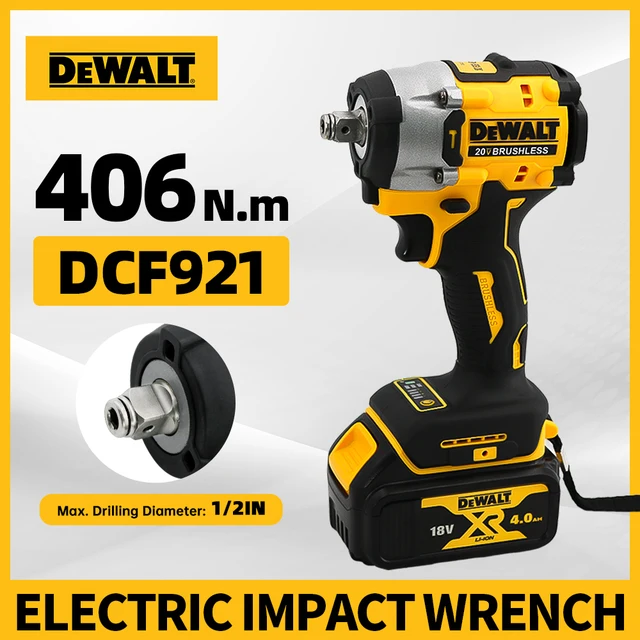 Dewalt DCF921 clé à chocs électrique sans fil sans brosse couple élevé lumière LED 406N.m outil électrique professionnel léger 1