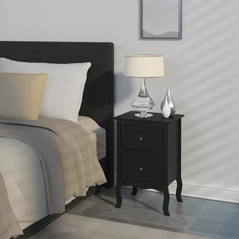 WOLTU 1PC Comodino Comodino con 2 cassetti Cassettiera barocca Tavolino per studio Soggiorno Camera da letto Mobili Casa 1