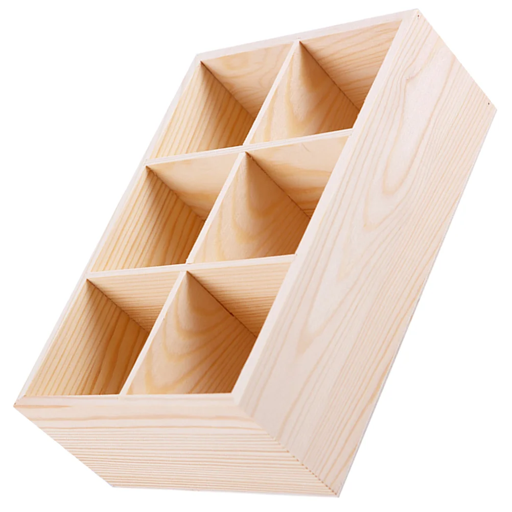 Marker Office Rustic Pen Basket Multi-slots Crayon Organizer Pine Wood Holder for Desk Boxes 3