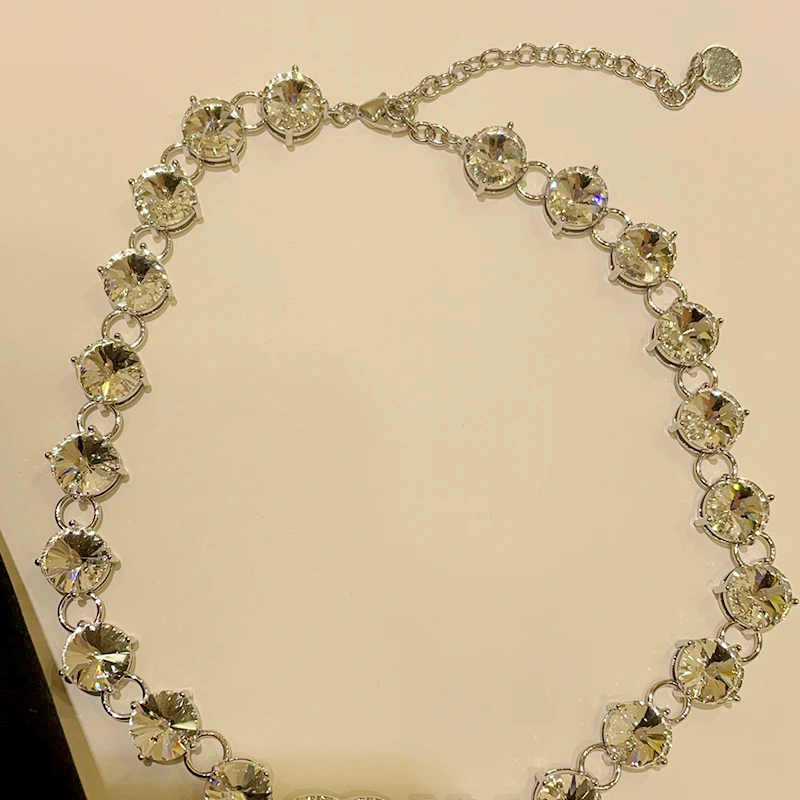2023 new fashion necklace light luxury crystal choker with sterling silver clavicle chain