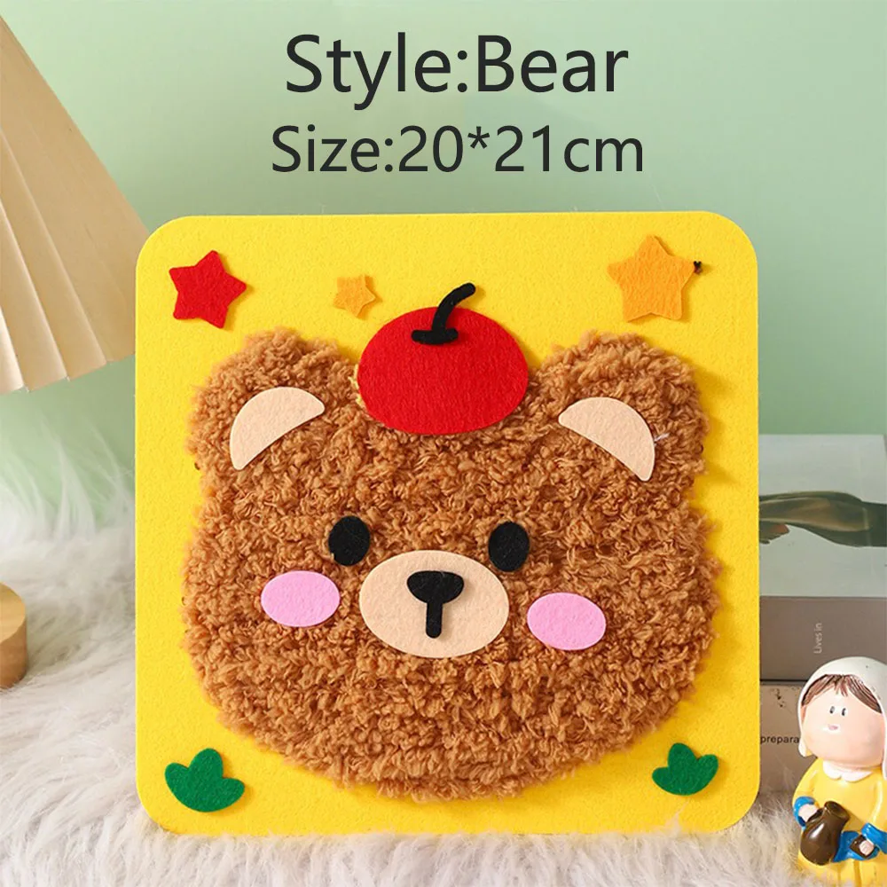 Felt Punch Needle Embroidery Kit DIY Making Animal Painting Handmade Crafts Art Sewing Needlework For Home Wall Table Decorative