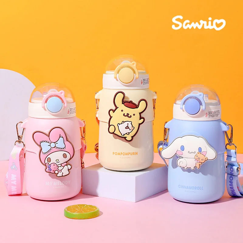 

Sanrio Kuromi Mymelody 570ML Kid Bottle Thermos Kawaii Anime Children Insulated Cup Stainless Steel Bouncing Straw Vacuum Flasks