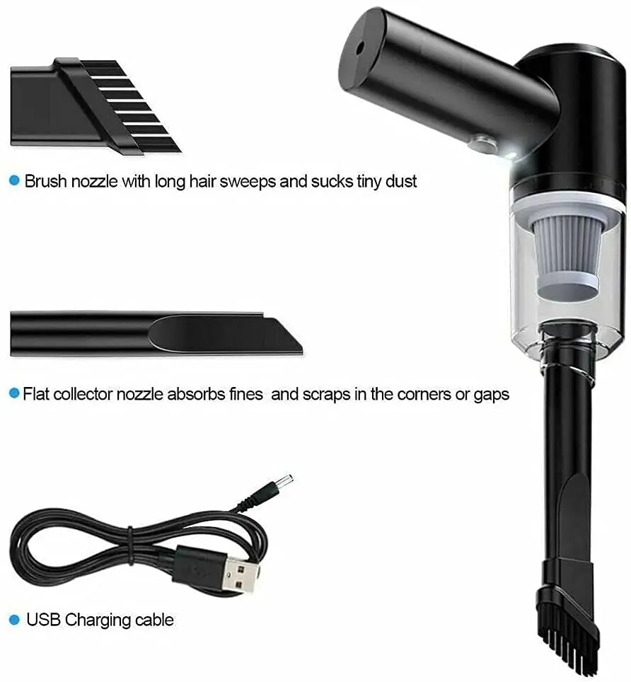 휴대용 미니 습식 및 건식 진공 청소기, 9000Pa, USB 충전, 1200mAh