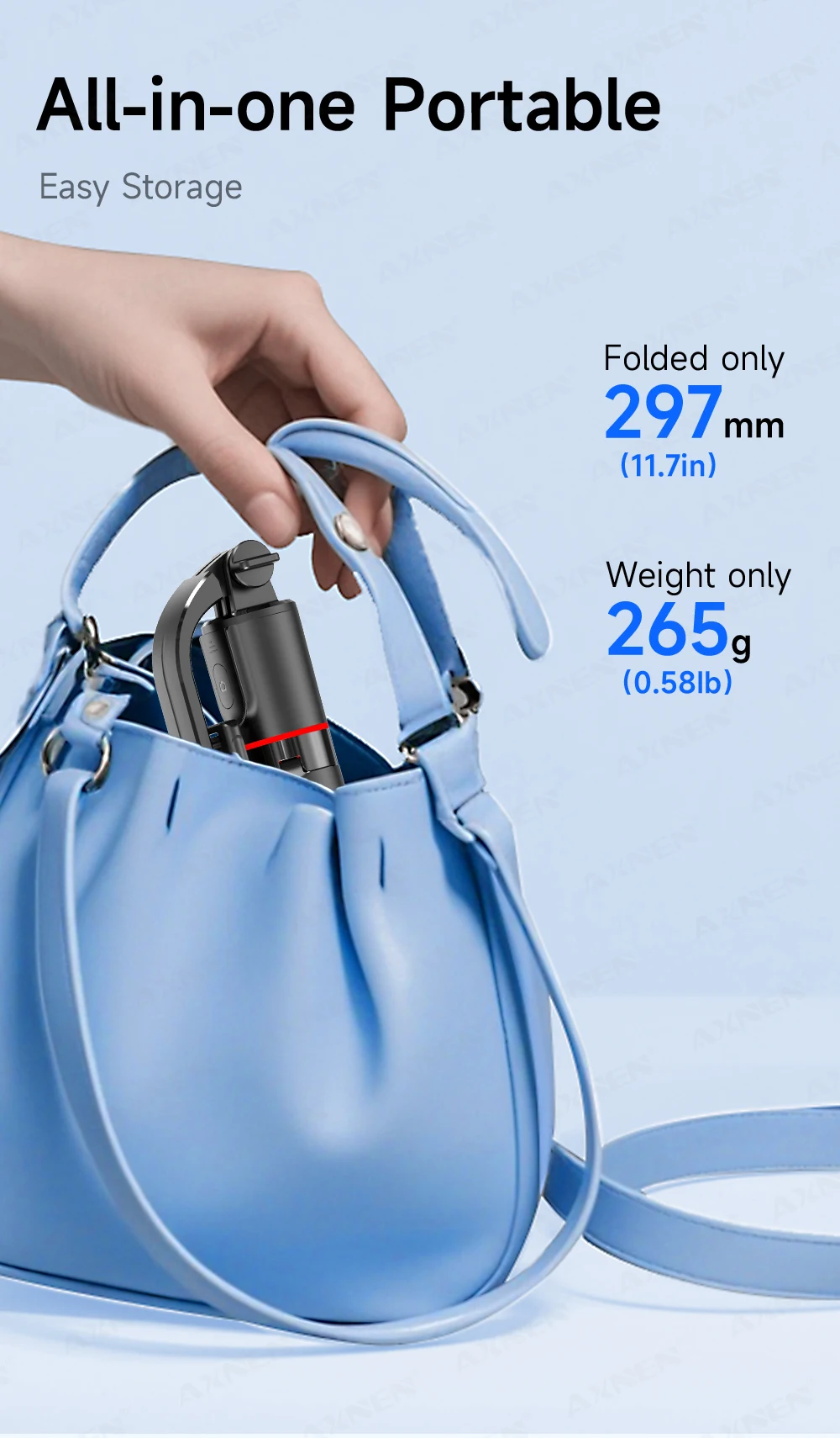 Kompaktiška sulankstyta selfie lazda