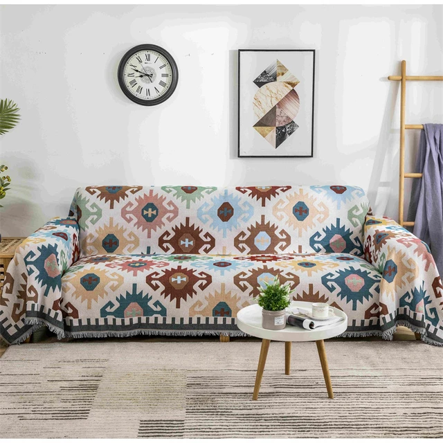 Couverture de jet tissée florale avec pompon, tapis mural à motif Andrilla,  décor de chambre, canapé-lit, grand jeté, tapisserie, polymères de  pique-nique - AliExpress