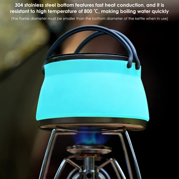 Ultra-Lightweight Collapsible Cook Pot Compact Camping Kettle 1 Liter And With Lid Silicone Cookware For Travel Camping 2