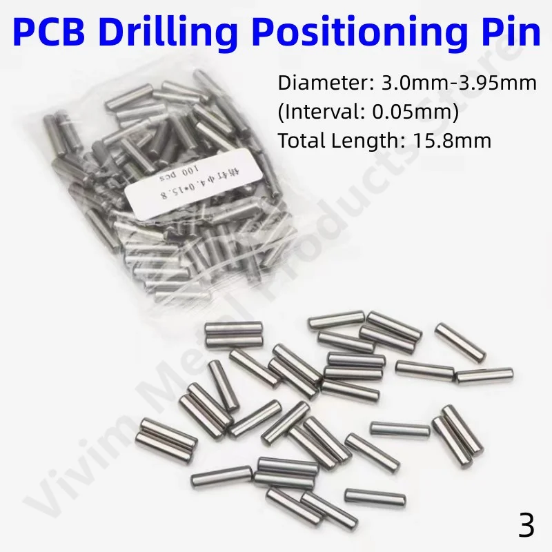 PCB Fixture Positioning Pin Length 15.8mm 3.0-3.95mm StainlessSteel Hardware Tool Cylindrical Dowel Pin Metal Processing Parts