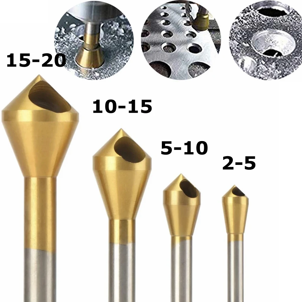 4pcs/set Titanium Countersink Deburring Drill Taper Hole Cutter Steel/Aluminum Countersunk Head Chamfering Tools 2-5-10-15-20 |