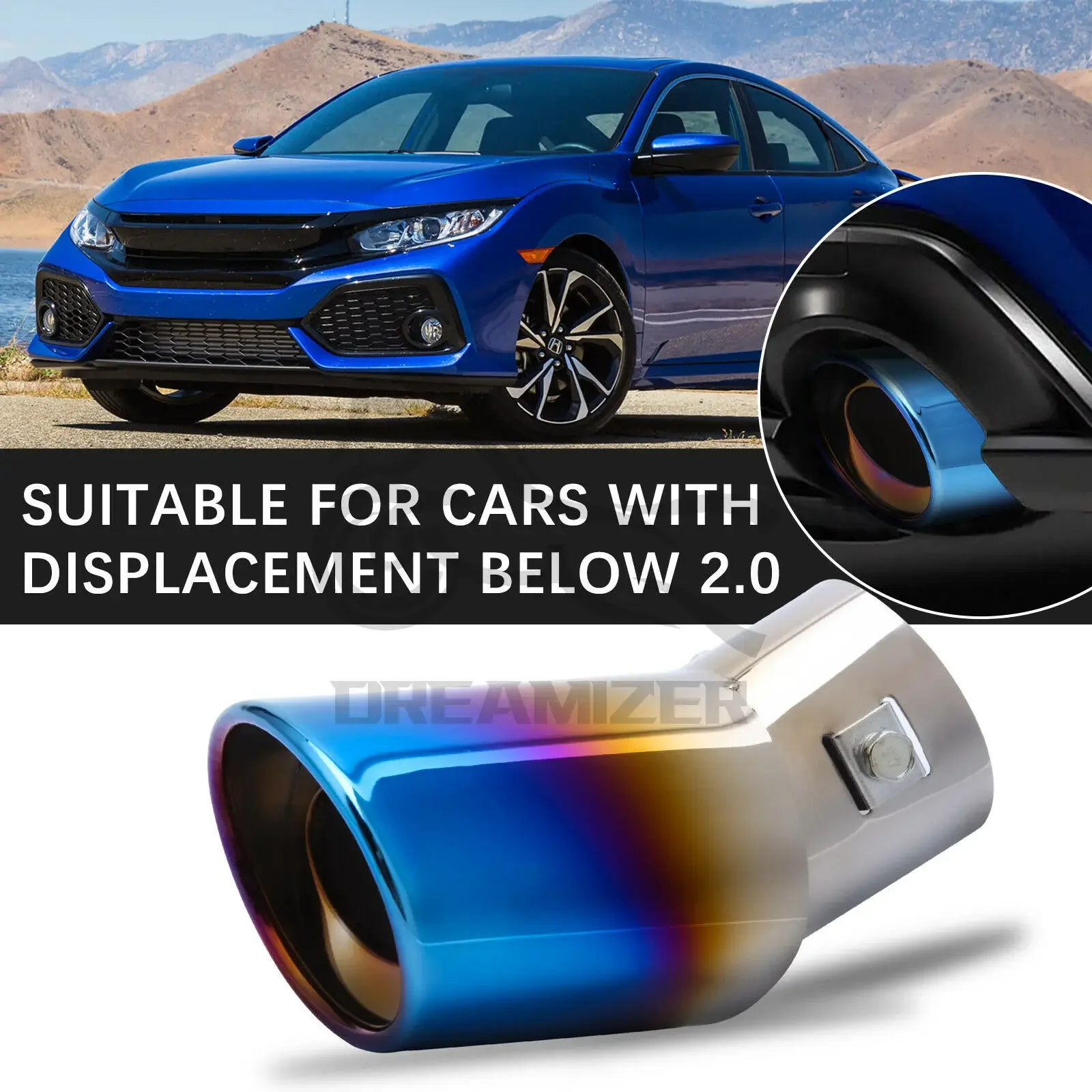 1PCS 63MM Straight/Bend Universal Car Exhaust Nozzle Muffler Tip Pipe Round TailPipe Stainless Steel Car Tuning