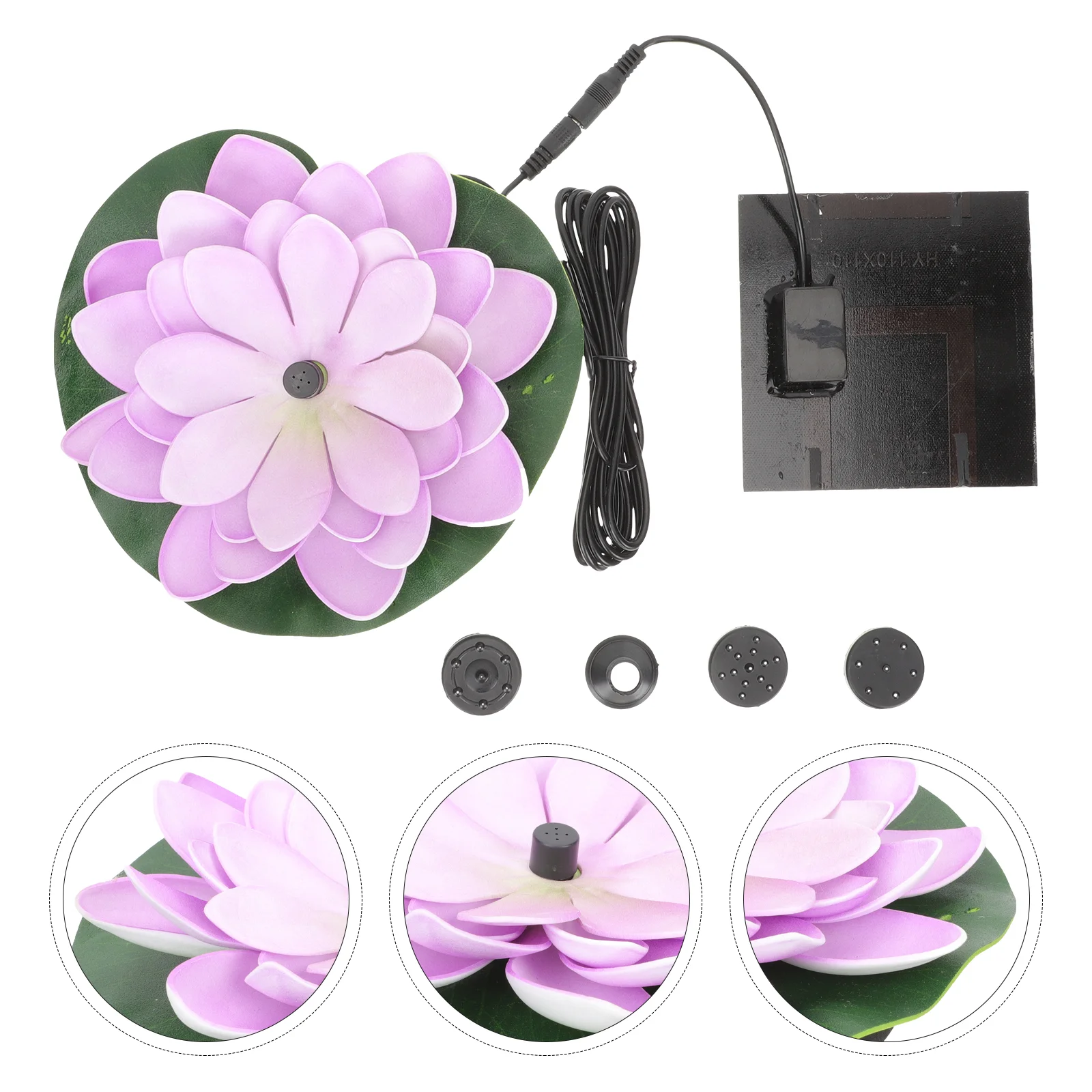 

Solar Water Feature Landscape Outdoor Pool Decoration Floating Water Lily Power for Water Features Plastic