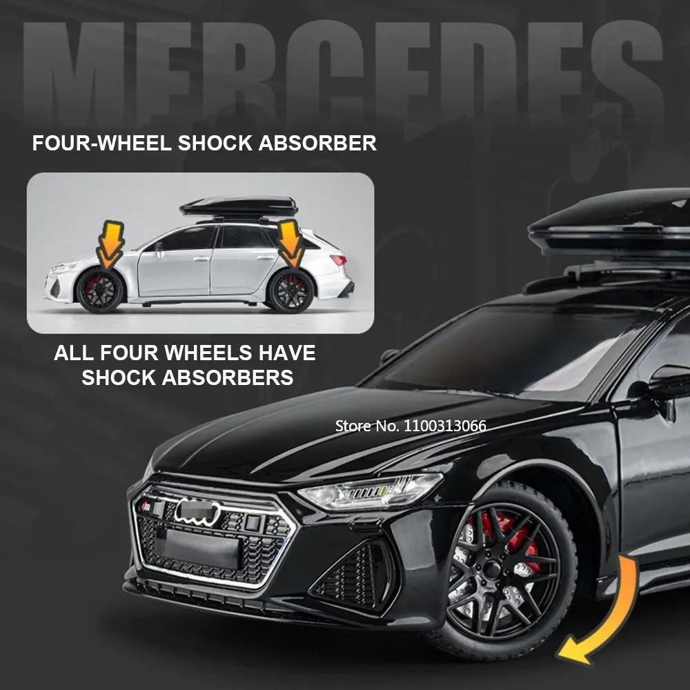 1:24 Scale Audi RS6 Model Car Toys Alloy Die-casting 6 Doors Opened Sound Light Pull Back Ornament Vehicles Festival Child Gifts 5