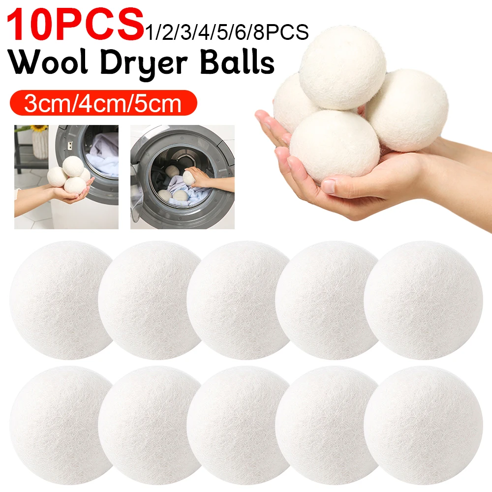 10-1PC Wool Dryer Balls Fabric Virgin Reusable Softener Laundry 3/4/5cm Dry Kit Ball Practical Home Washing Ball Wool Dryer laundry ball