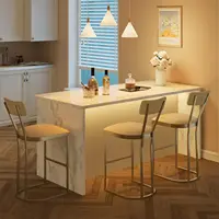 2Pcs Counter Height Bar Stools Set with Back Metal Frame & Upholstered Seat Tall Barstools for Kitchen Island, Home Dining Room 2