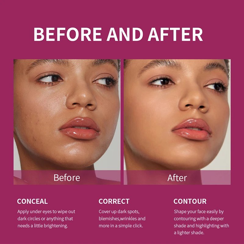 Sponge Head Concealer Cover Dark Circles Freckles Acne Pigmentation Blemishes Natural Skin Cosmetics