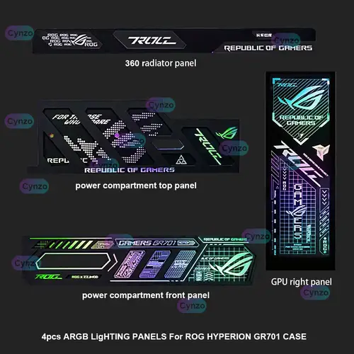 4pcs Kit ARGB Lighting Panels for ROG HYPERION GR701Case,MOD Gamer Cabinet Lightboard Kit,Refit Chassis Plate AURA SYNC - Image 7