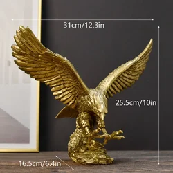 Golden Eagle Resin Ornament - Modern Home and Office Decor Statue (Eagle L)
