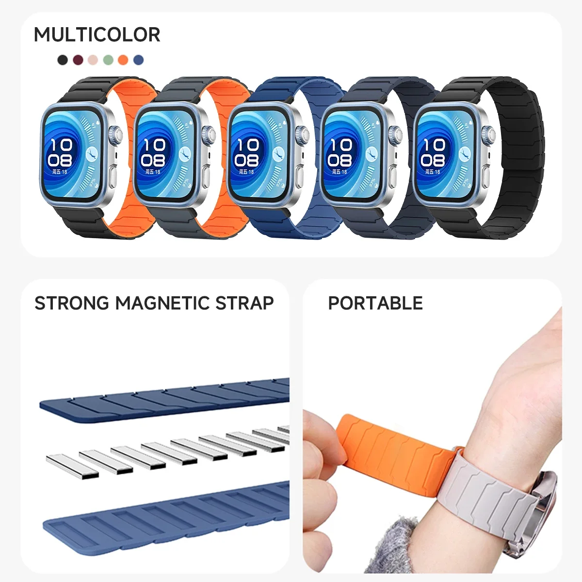 Magnetic Loop Silicone Sport Strap Replacement Band