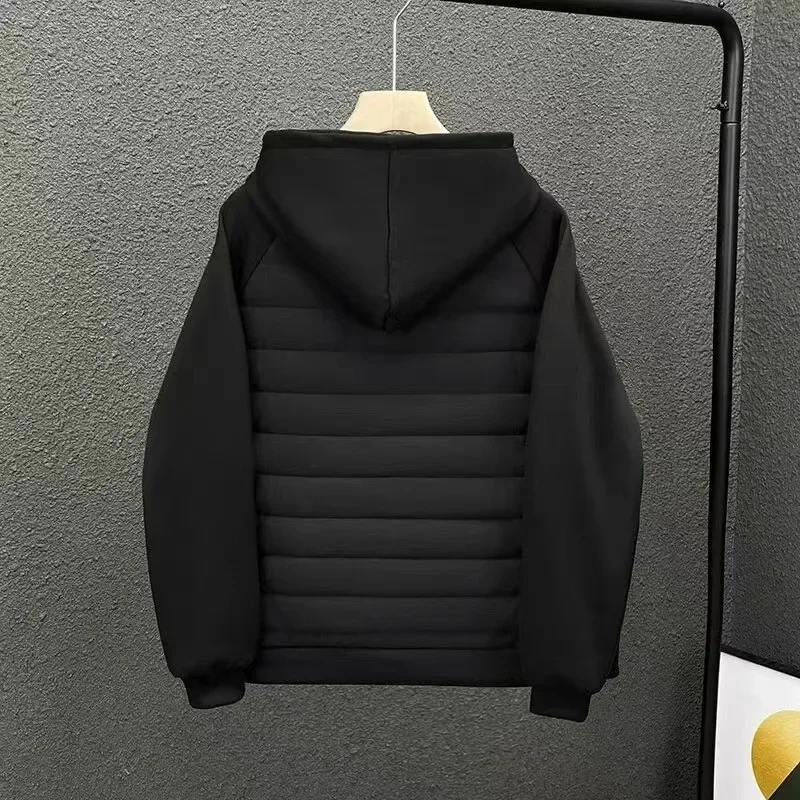 Cotton Jacket Hooded Solid Color Cotton Coat Jacket Grey Black Off-White Loose Fit Versatile Casual Unique Couple Style Jacket For Men