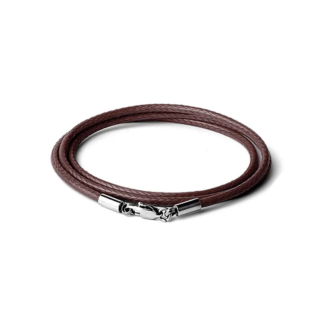 40-65cm 1-3mm 방수 꼰 가죽 목걸이 코드 왁스 로프 스테인레스 스틸 랍스터 걸쇠 커넥터 체인 남성 여성을위한