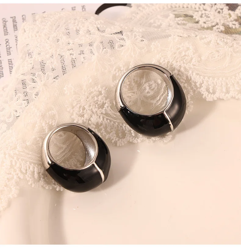 Liora Vintage Emaille Charm Ringe für Frauen Männer 316L Edelstahl Runde Schwere Unisex Ringe Mode Wasserdicht Schmuck – Detail 9